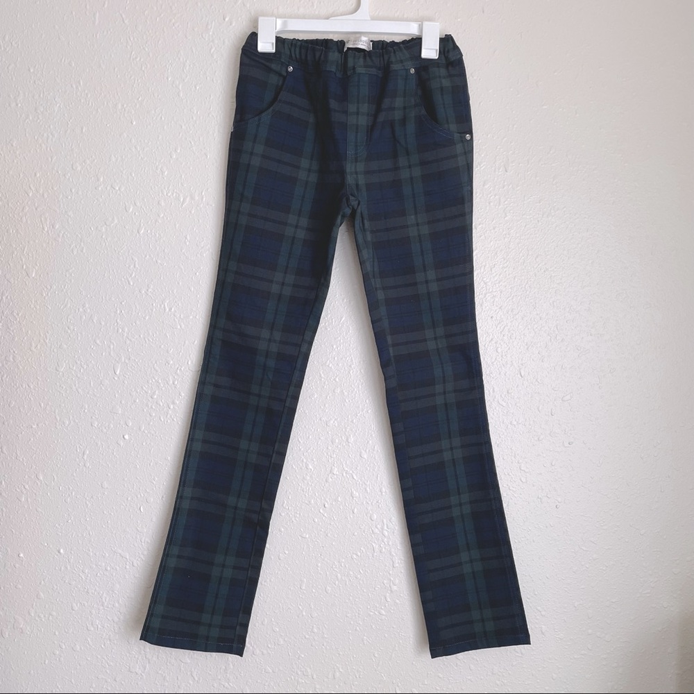 Plaid Tartan Pants, Elastic Waistband and Pockets, Japanese Fashion